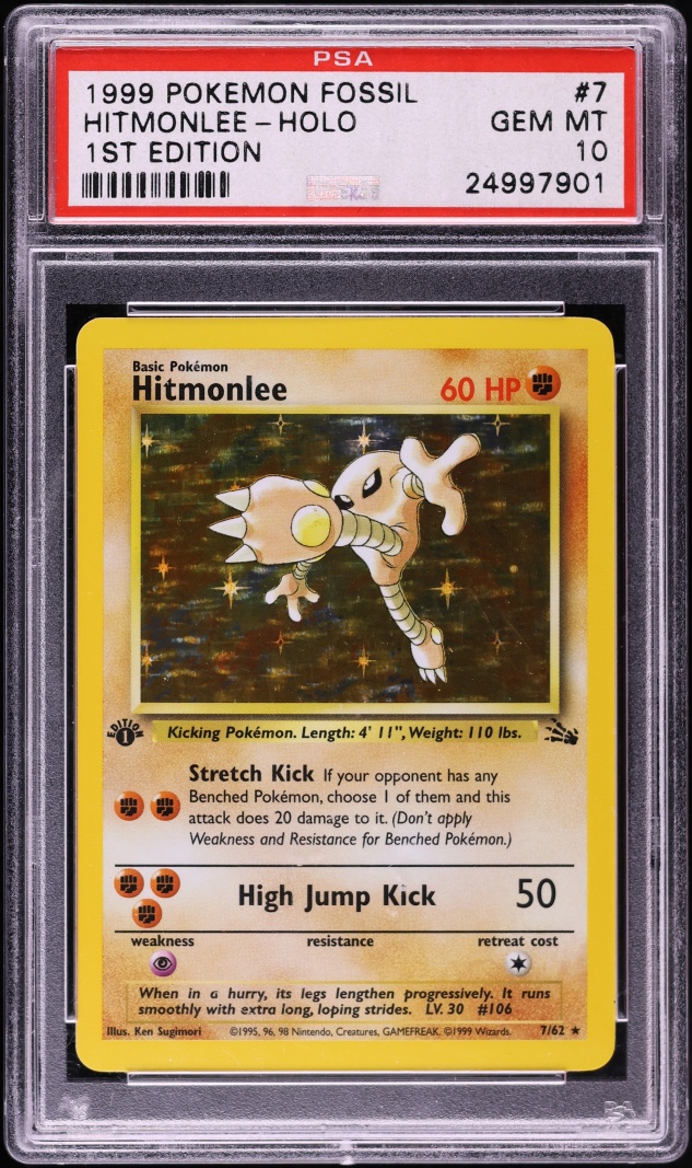 1999 Pokemon Fossil 1st Edition Holo Hitmonlee #7 PSA 10 GEM MINT