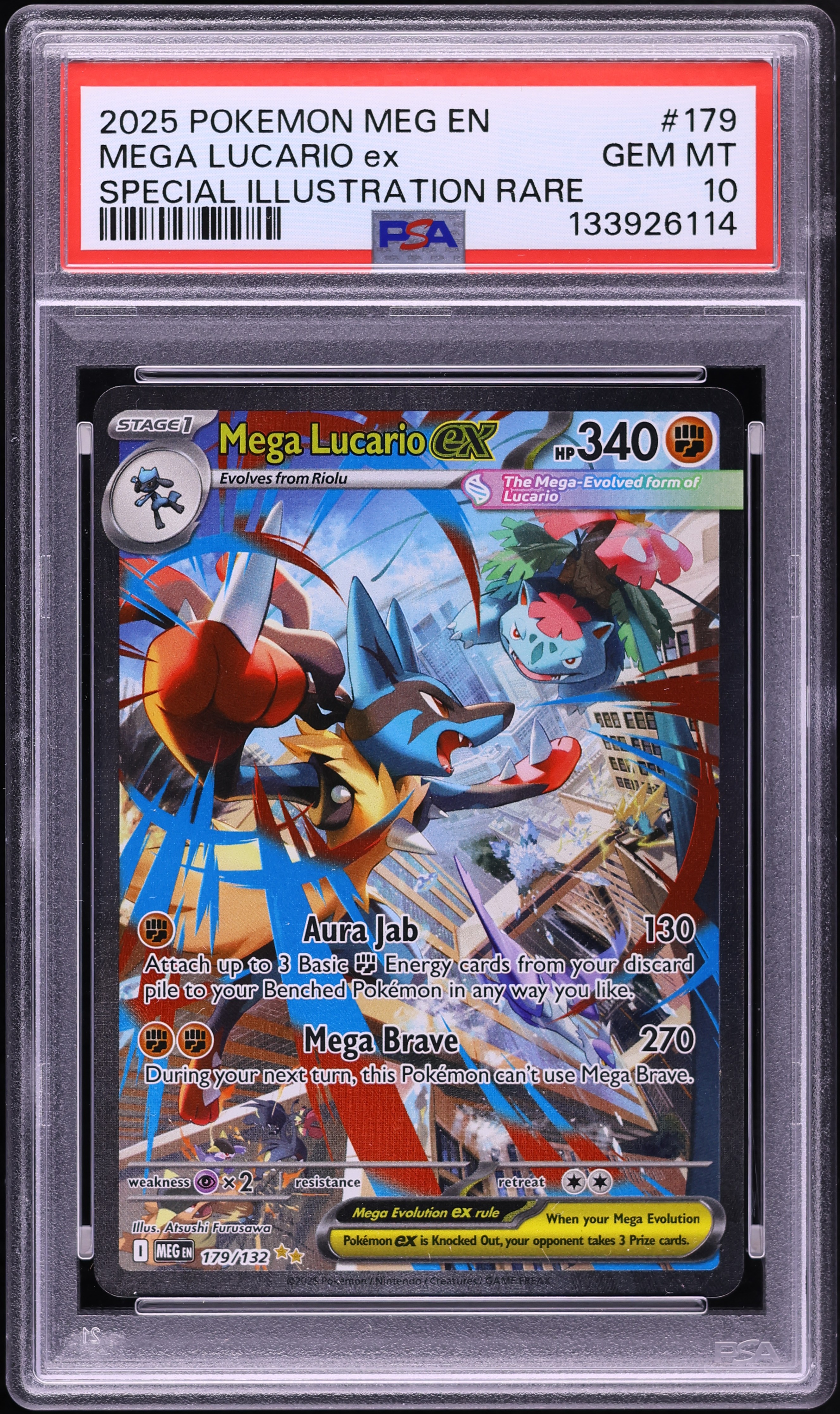 2025 Pokemon Mega Evolution SIR Mega Lucario ex #179 PSA 10 GEM MINT