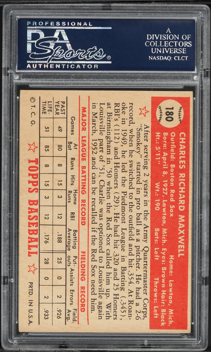 1952 Topps Charley Maxwell #180 PSA 4 VGEX