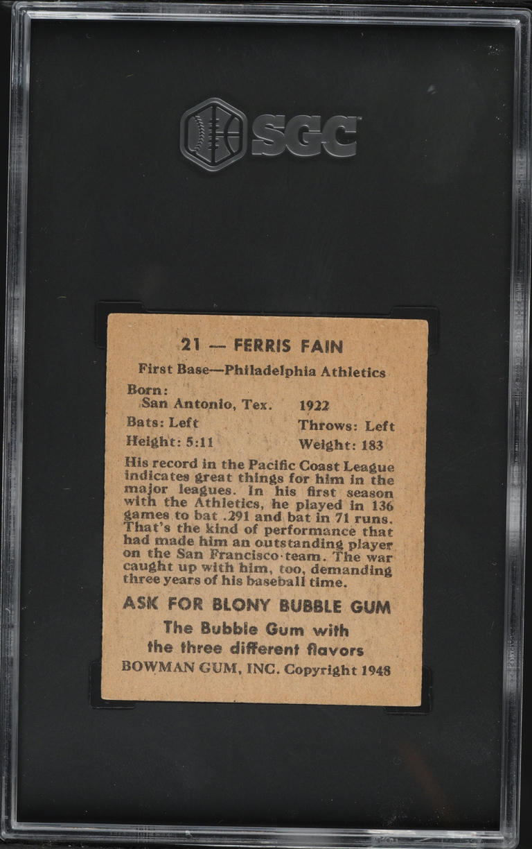 1948 Bowman Ferris Fain ROOKIE #21 SGC 4 VGEX