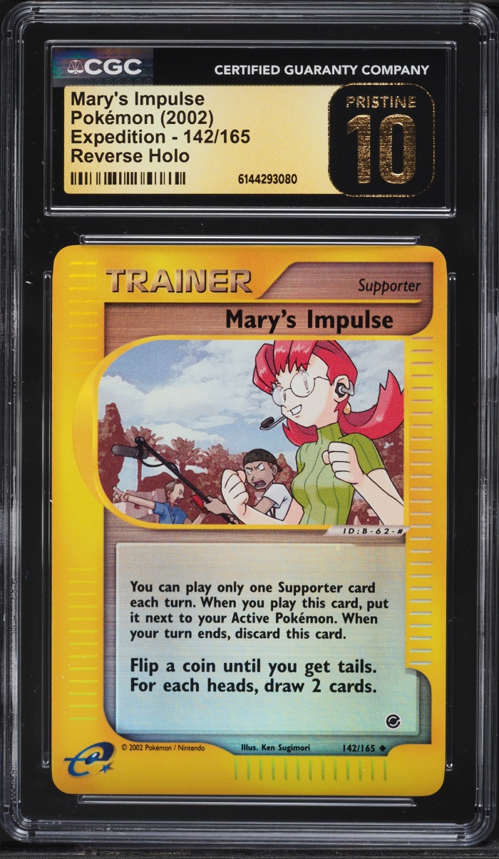 2002 Pokemon Expedition Reverse Holo Mary's Impulse #142 CGC 10 PRISTINE