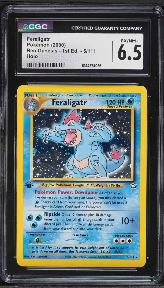 2000 Pokemon Neo Genesis 1st Edition Holo Feraligatr #5 CGC 6.5 EXMT+