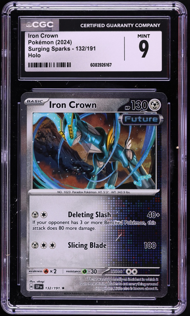 2024 Pokemon Scarlet & Violet Surging Sparks Holo Iron Crown #132 CGC 9 MINT