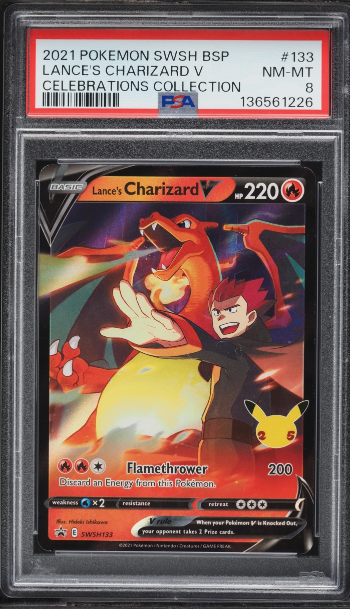 2021 Pokemon Sword & Shield Promo Celebrations Lance's Charizard V #SWSH133 PSA 8 NM-MT