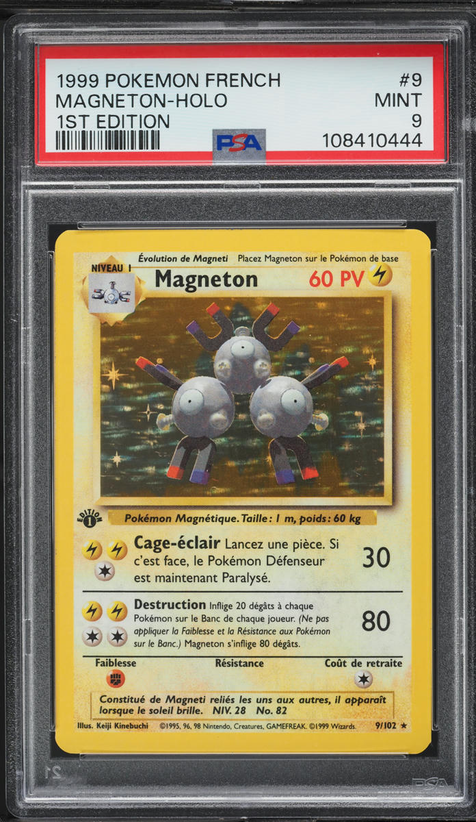1999 Pokemon French Base Set 1st Edition Holo Magneton #9 PSA 9 MINT