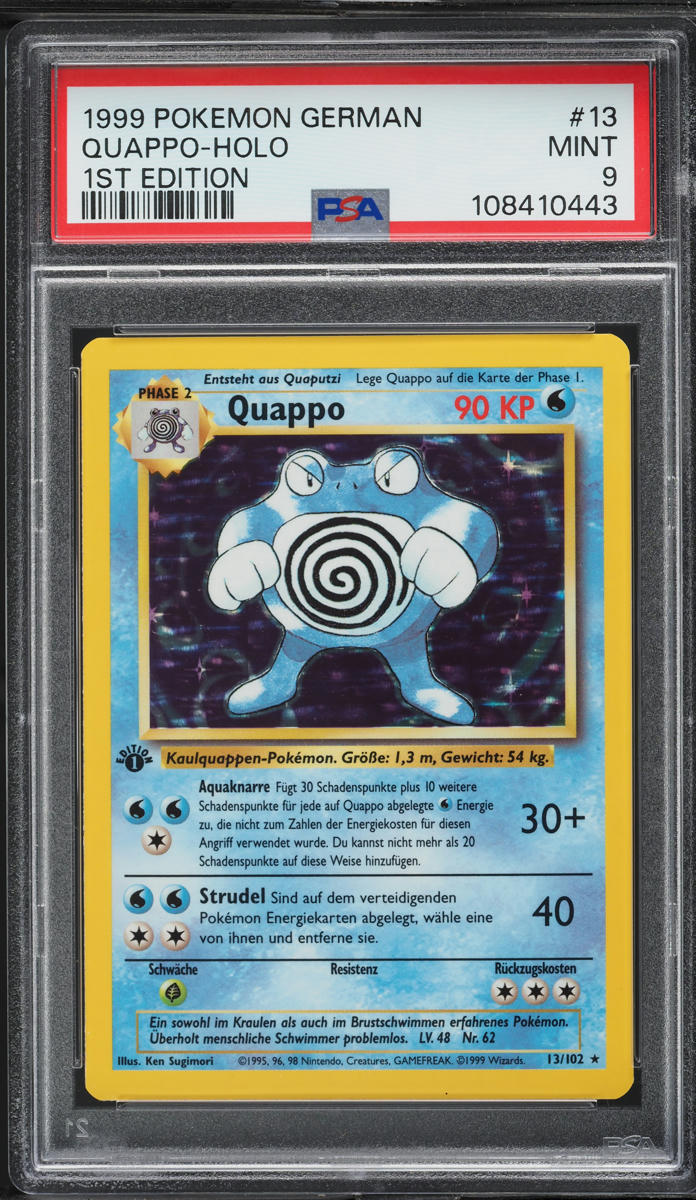 1999 Pokemon German Base Set 1st Edition Holo Poliwrath #13 PSA 9 MINT