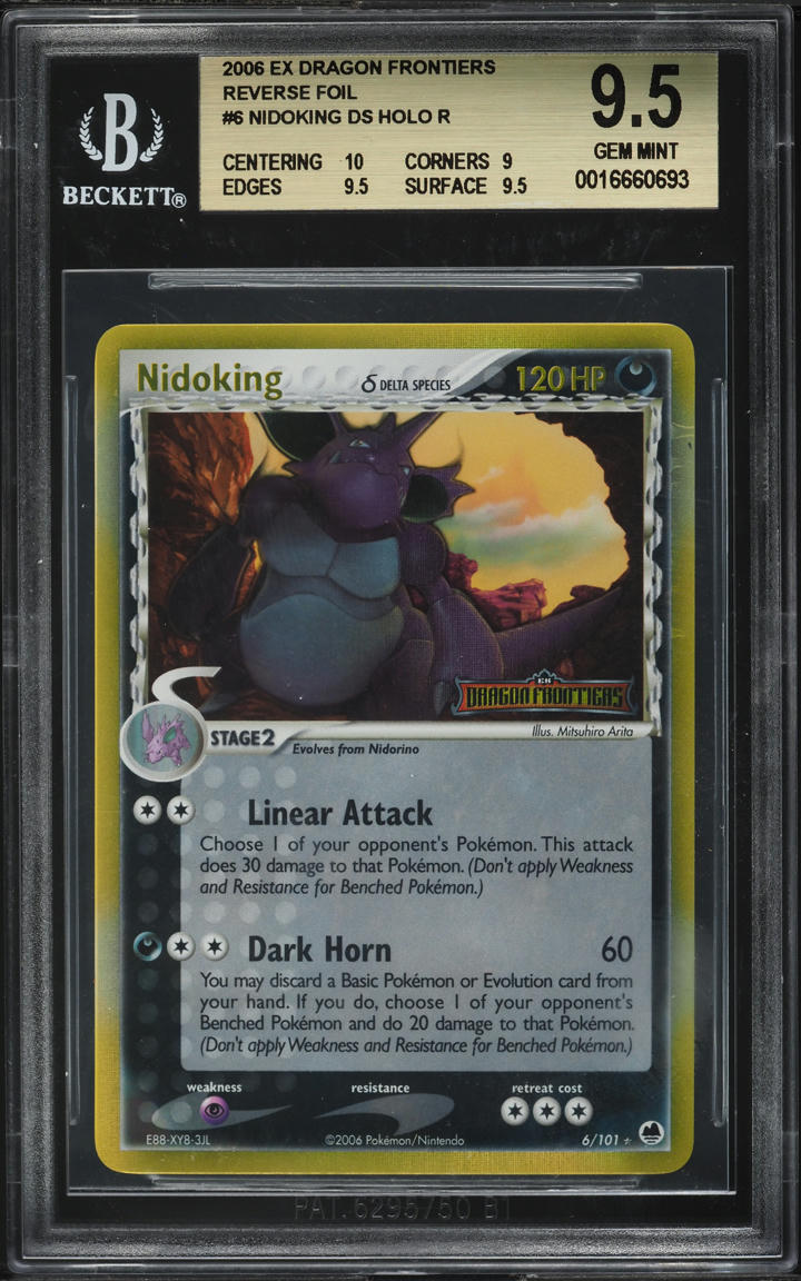 2006 Pokemon EX Dragon Frontiers Reverse Holo Nidoking #6 BGS 9.5 GEM MINT