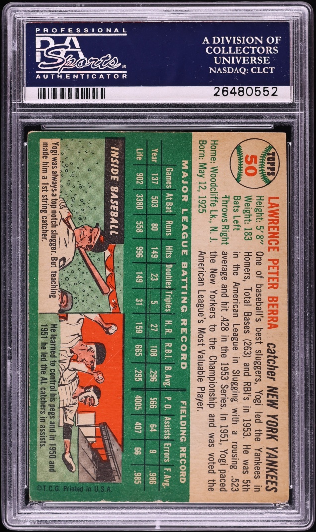 1954 Topps Yogi Berra #50 PSA 4 VGEX