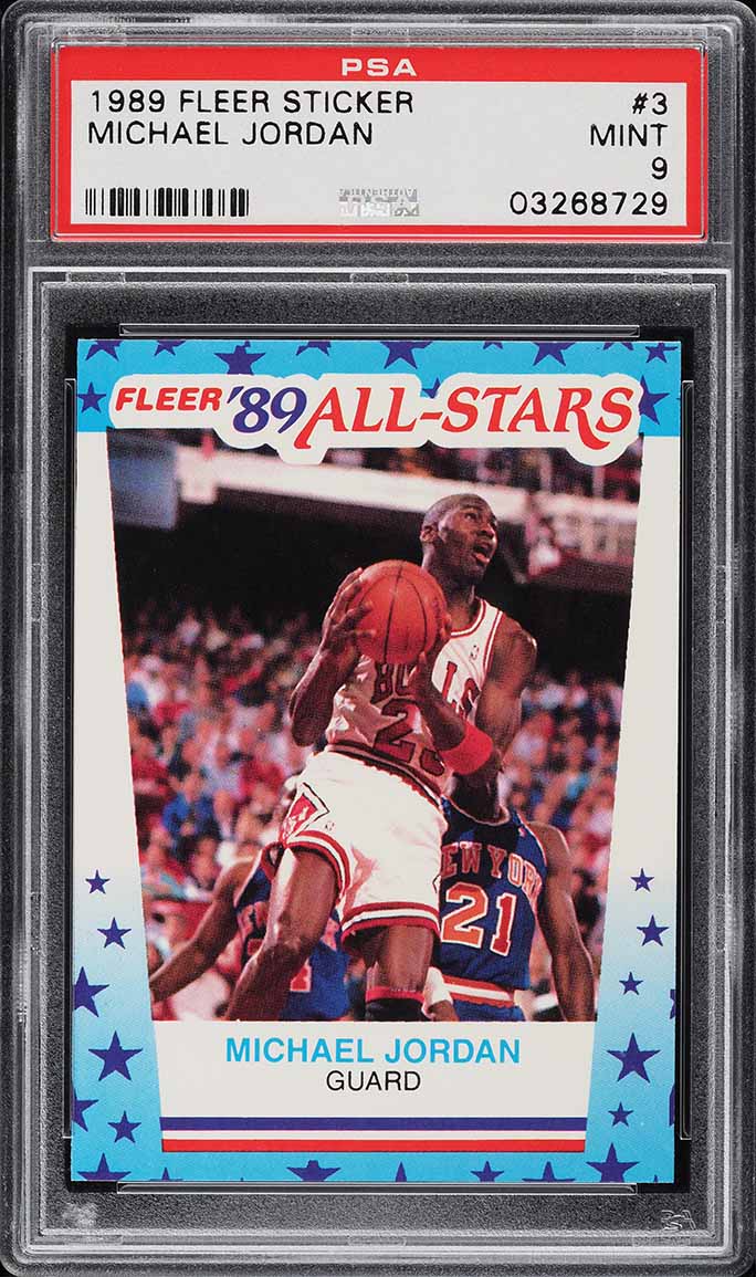 1989 Fleer Sticker Michael Jordan #3 PSA 9 MINT - Photo 1