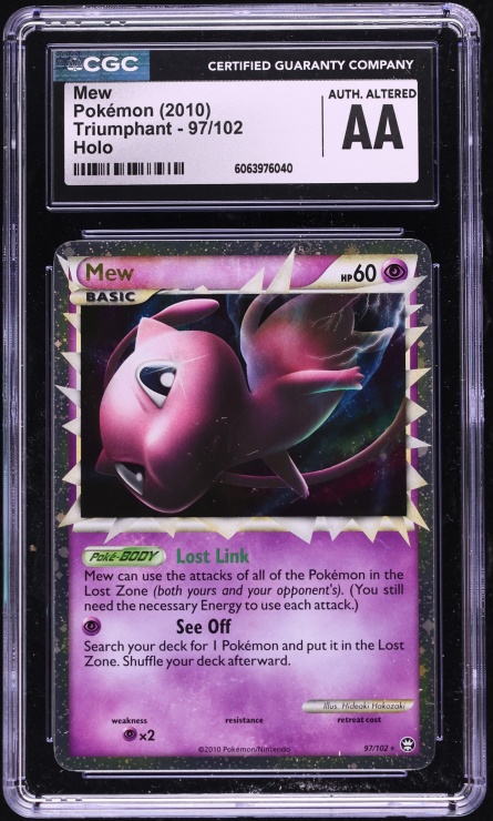 2010 Pokemon HeartGold & SoulSilver Triumphant Holo Mew #97 CGC ALTERED AUTH