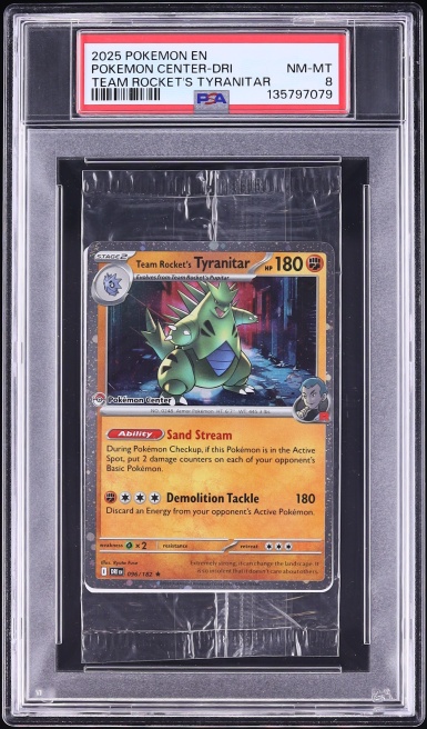 2025 Pokemon SV Destined Rivals Promo Center Exclusive Team Rocket's Tyranitar #96 PSA 8 NM-MT