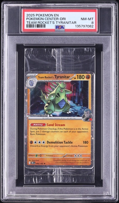 2025 Pokemon SV Destined Rivals Promo Center Exclusive Team Rocket's Tyranitar #96 PSA 8 NM-MT