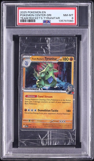 2025 Pokemon SV Promo Destined Rivals Center Exclusive Team Rocket's Tyranitar #96 PSA 8 NM-MT