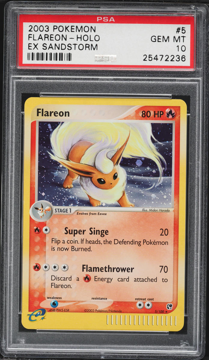 2003 Pokemon EX Sandstorm Holo Flareon #5 PSA 10 GEM MINT