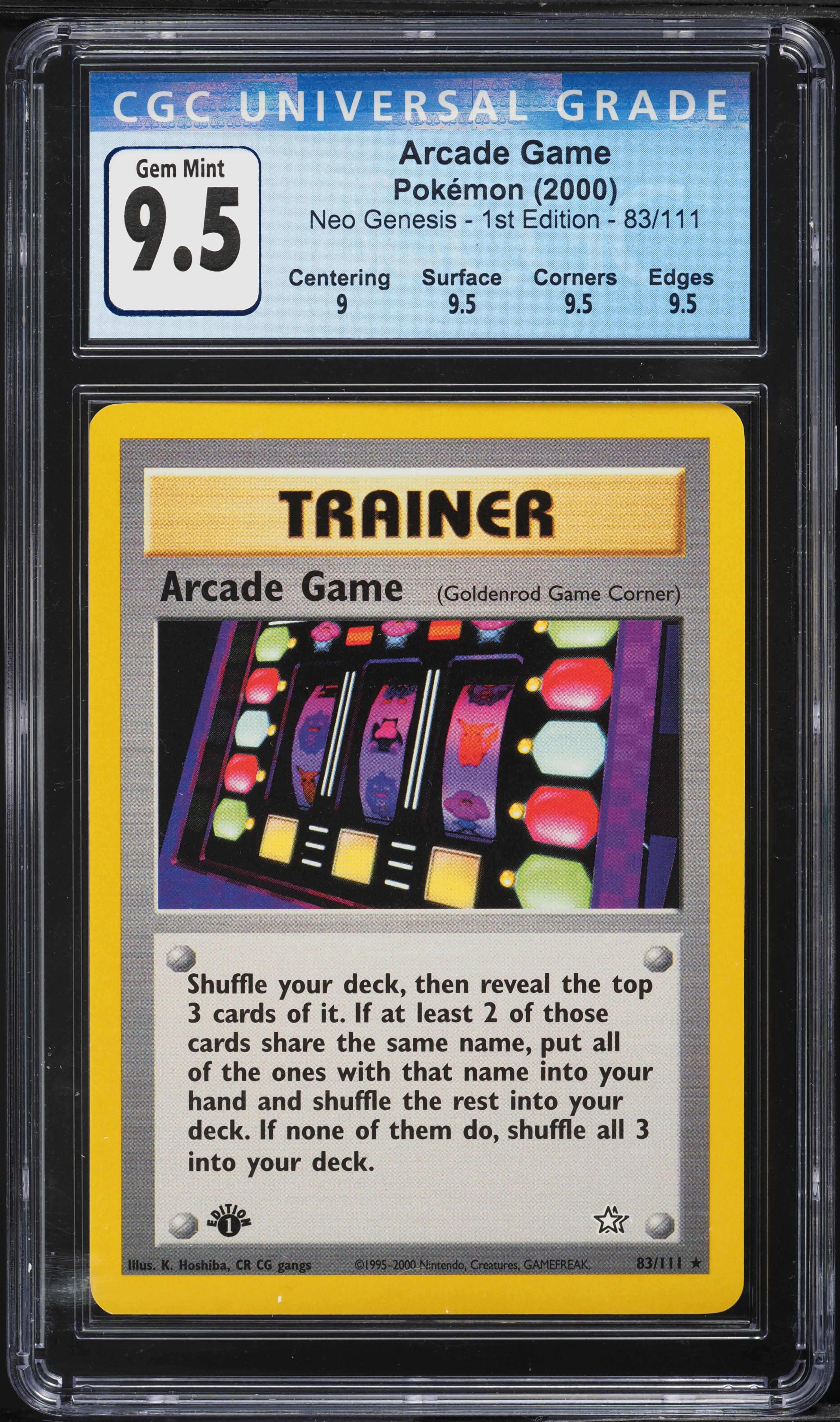 2000 Pokemon Neo Genesis 1st Edition Arcade Game #83 CGC 9.5 GEM MINT