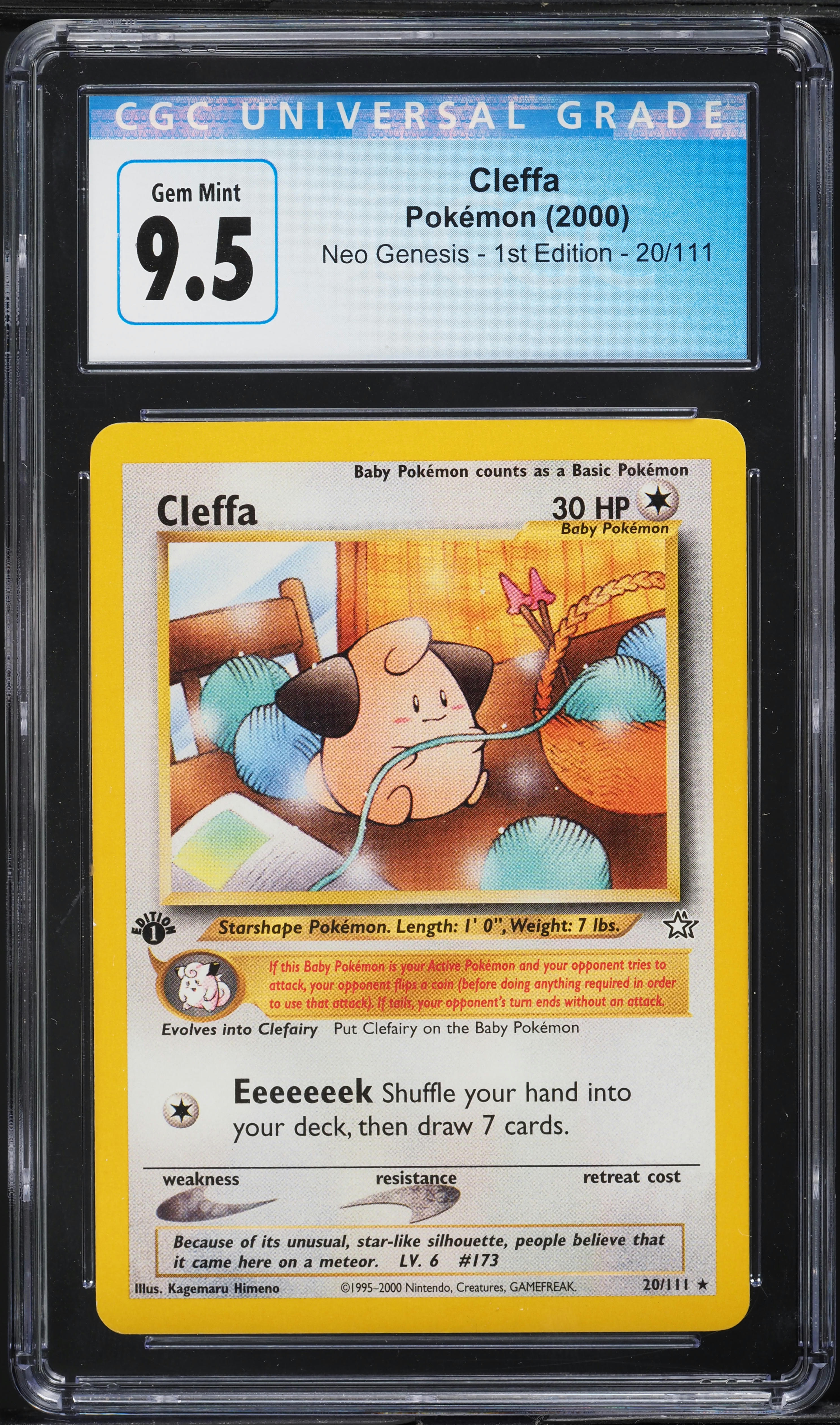2000 Pokemon Neo Genesis 1st Edition Cleffa #20 CGC 9.5 GEM MINT
