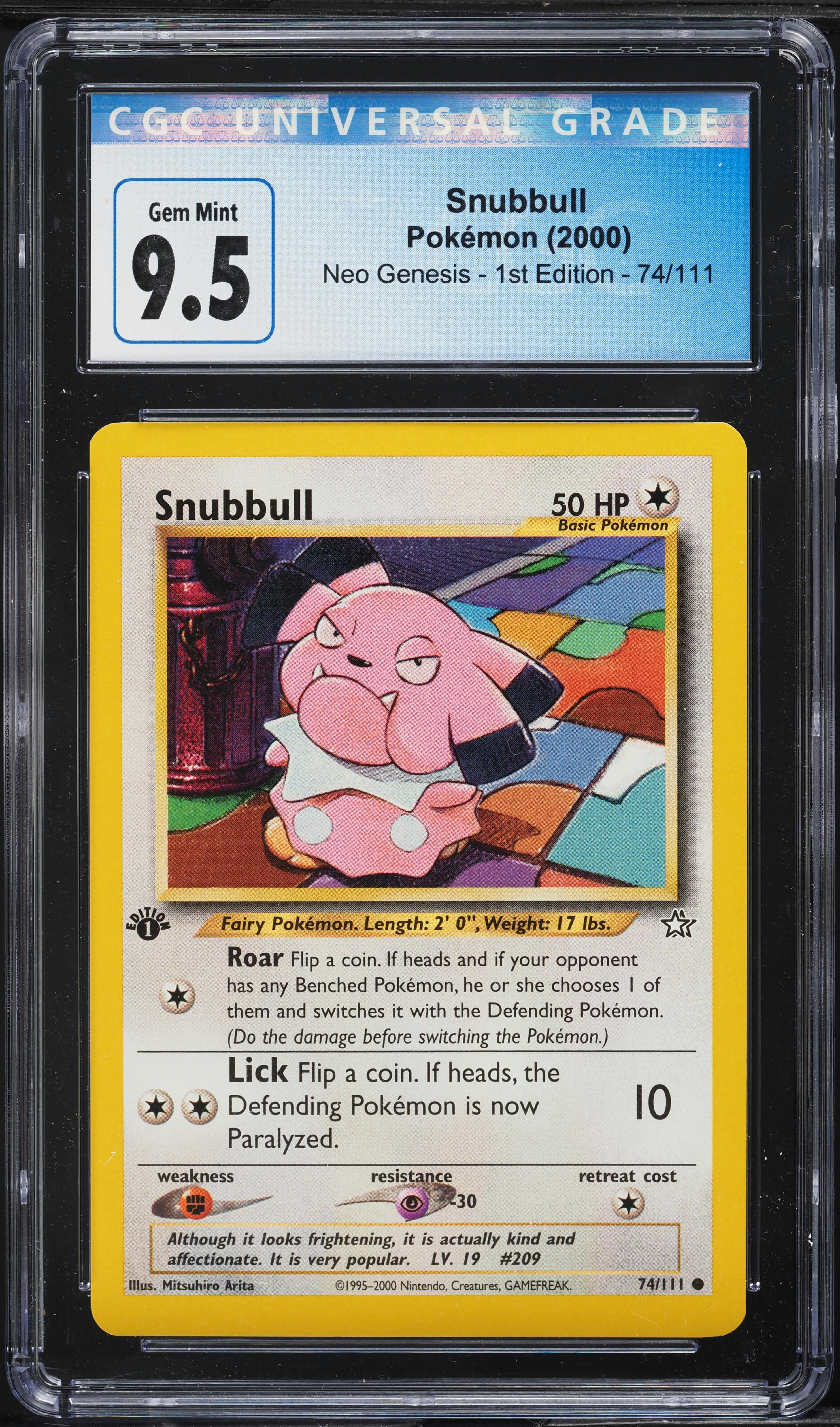 2000 Pokemon Neo Genesis 1st Edition Snubbull #74 CGC 9.5 GEM MINT