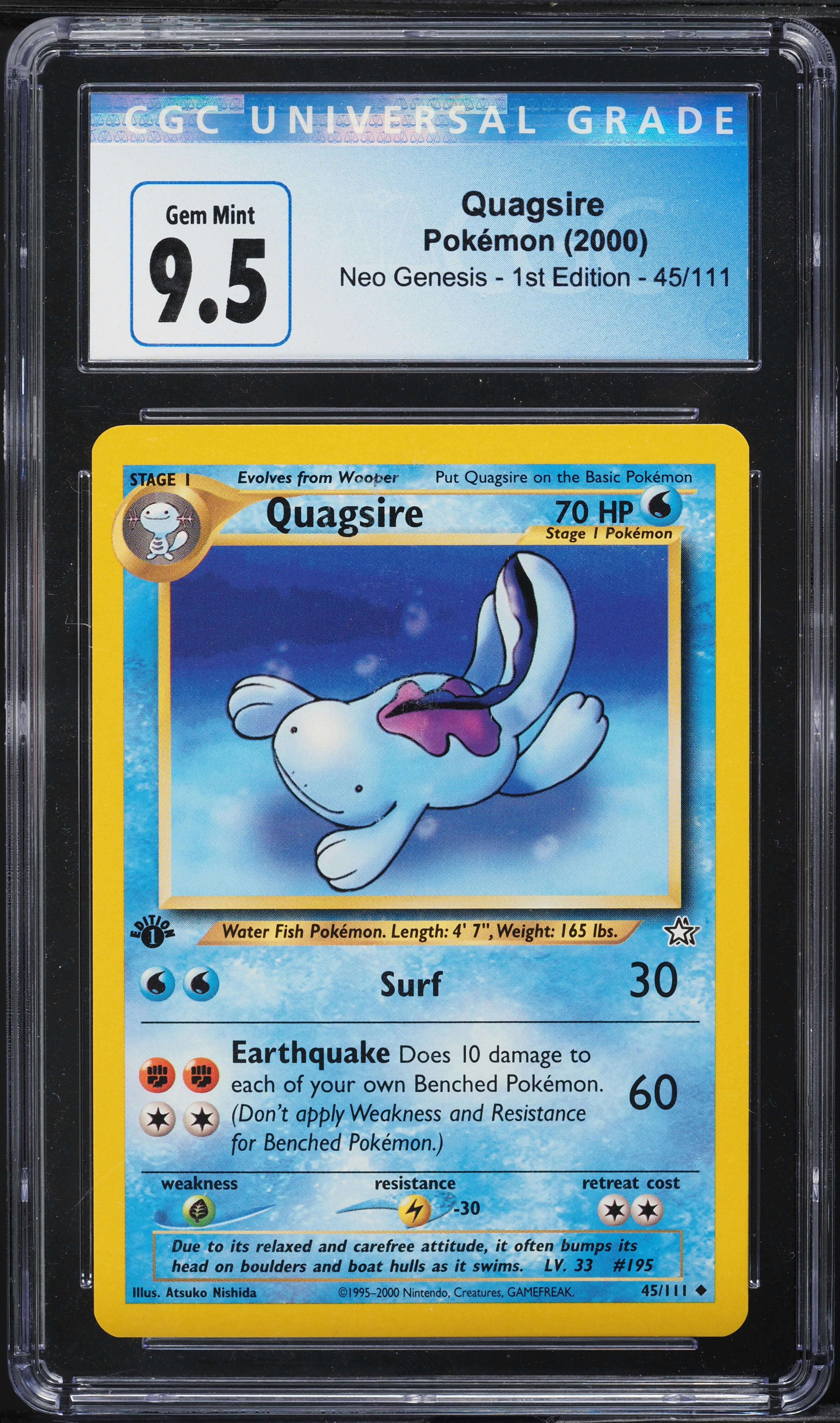 2000 Pokemon Neo Genesis 1st Edition Quagsire #45 CGC 9.5 GEM MINT