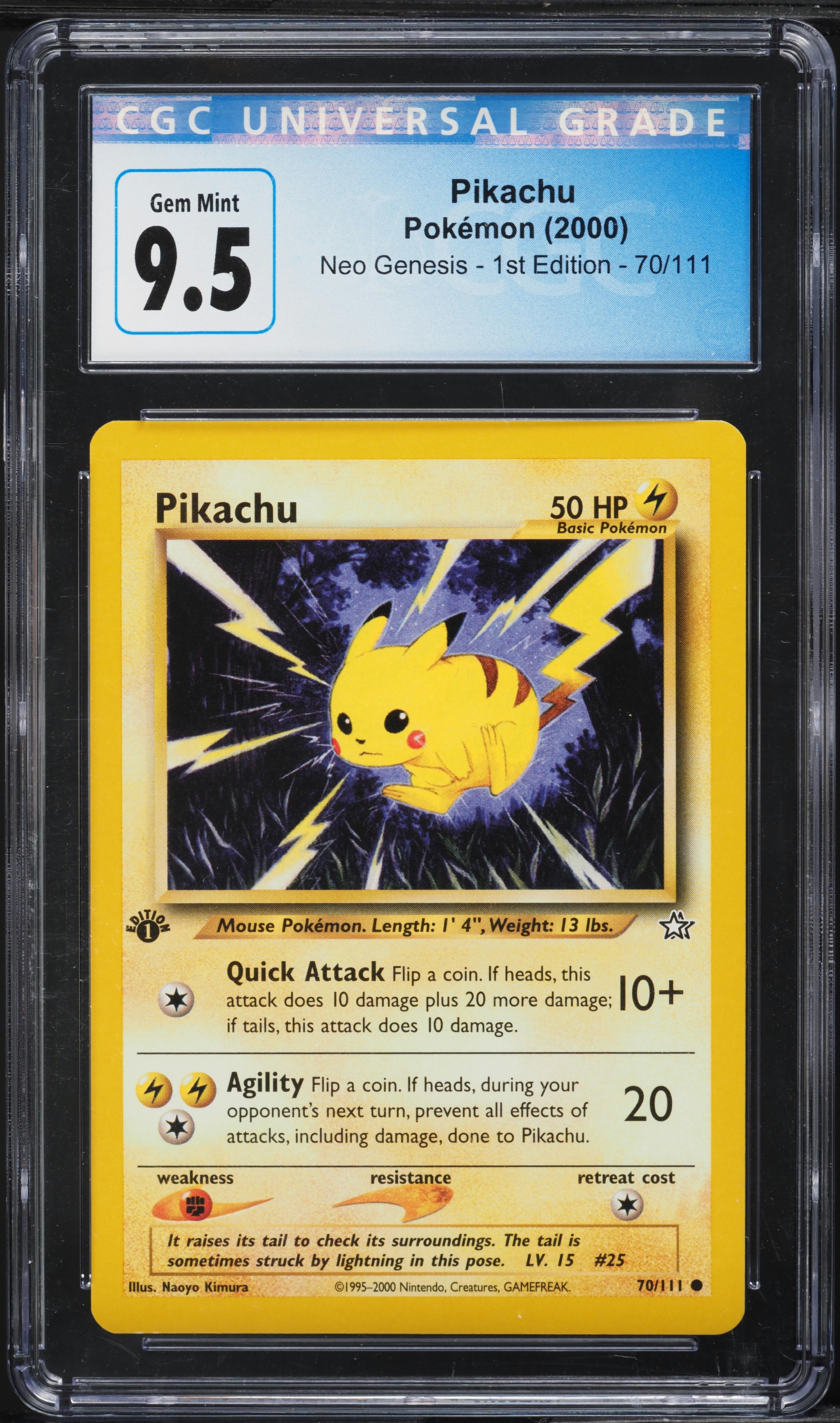 2000 Pokemon Neo Genesis 1st Edition Pikachu #70 CGC 9.5 GEM MINT