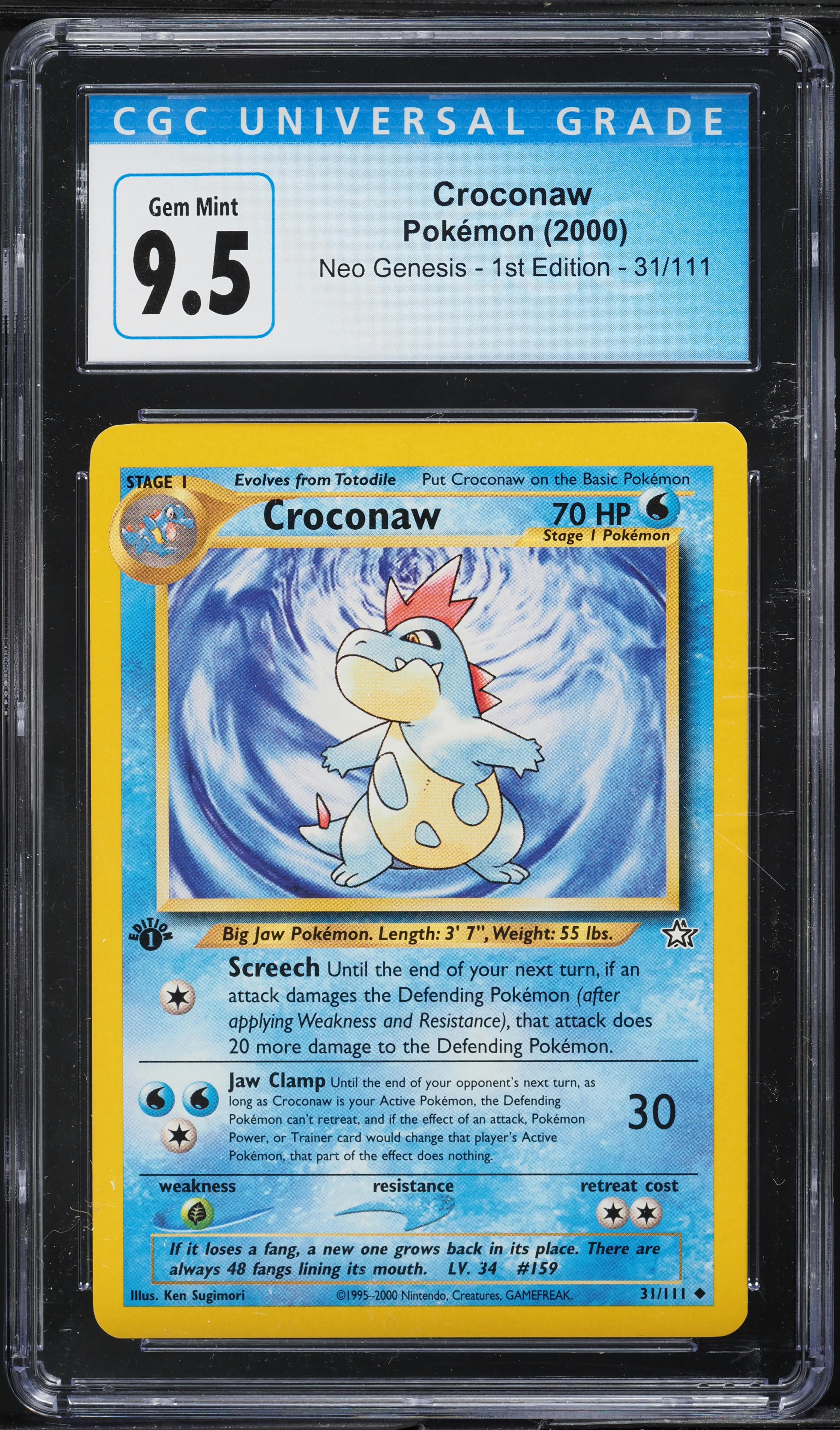 2000 Pokemon Neo Genesis 1st Edition Croconaw #31 CGC 9.5 GEM MINT