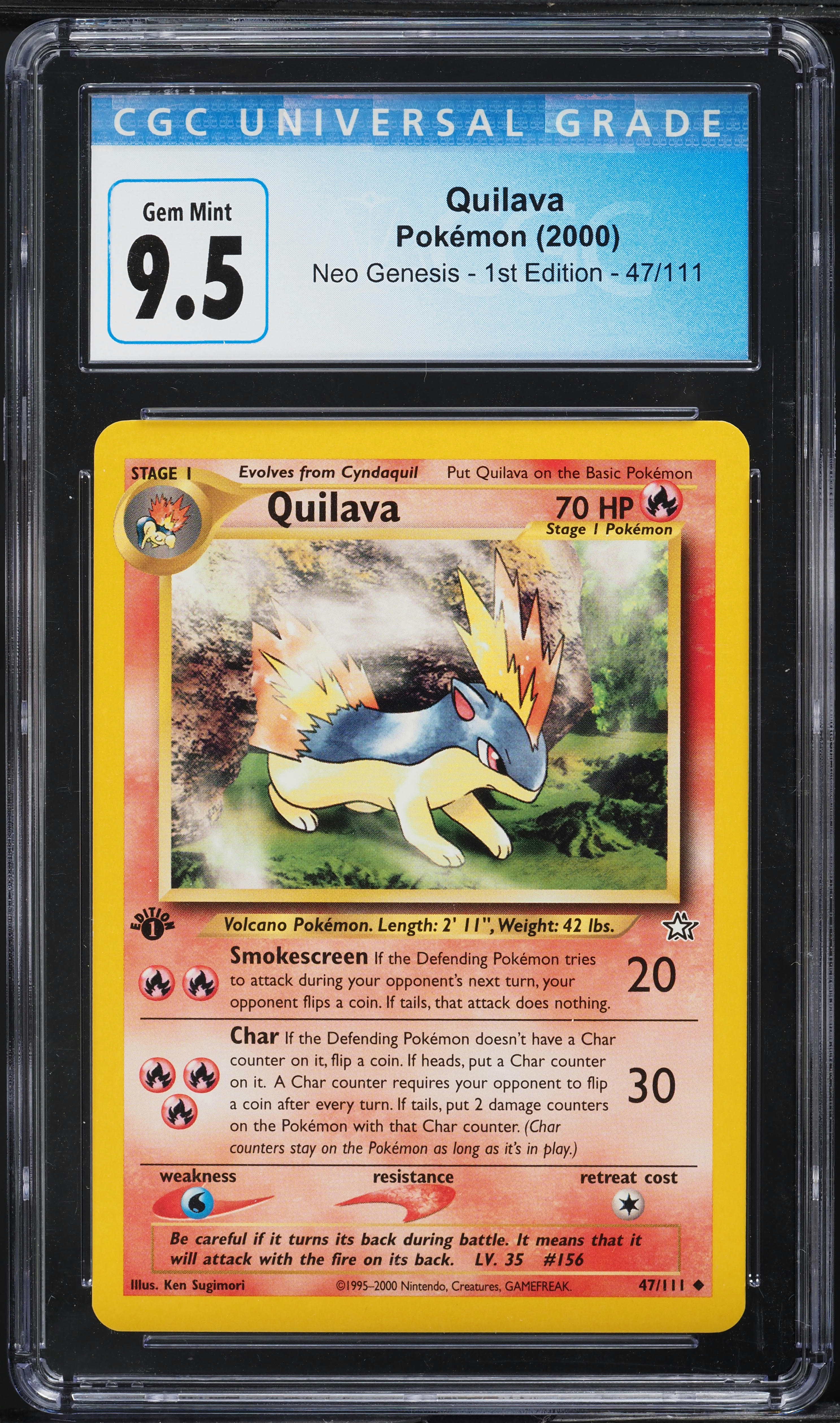 2000 Pokemon Neo Genesis 1st Edition Quilava #47 CGC 9.5 GEM MINT
