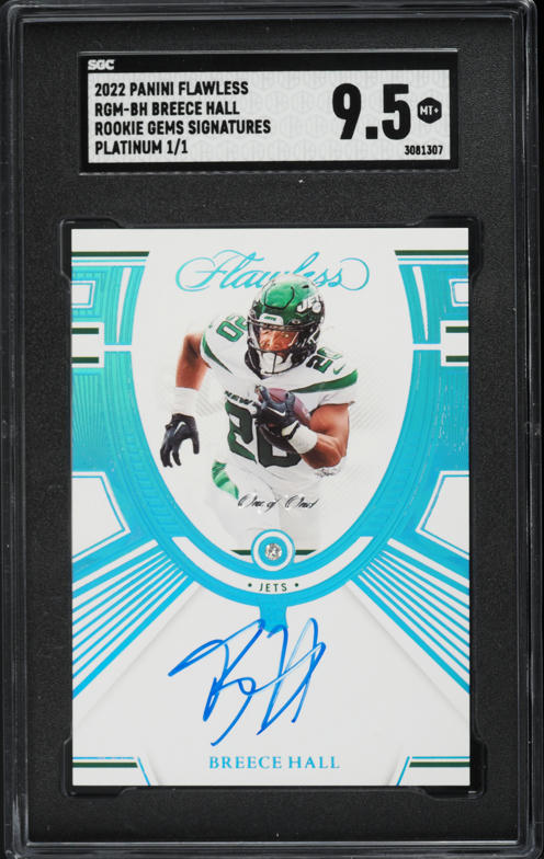 2022 National Treasures NFL Breece Hall ROOKIE SHIELD PATCH AUTO 1