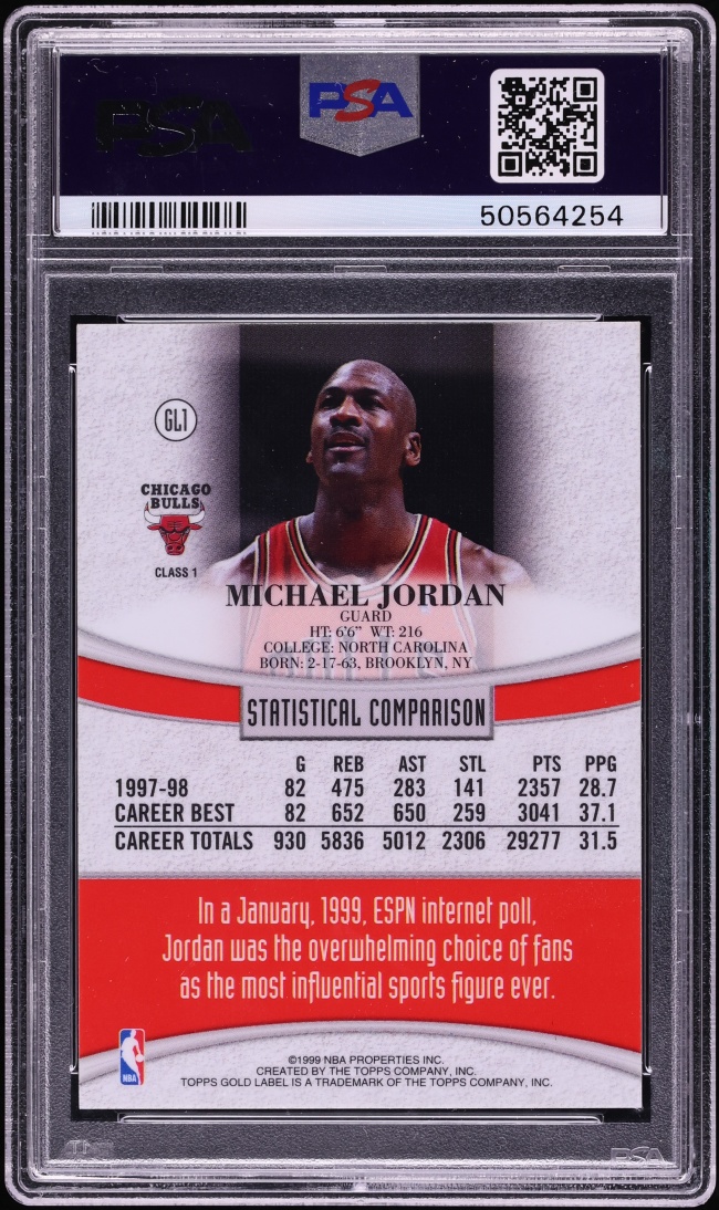 1998 Topps Gold Label Michael Jordan #GL1 PSA 9 MINT