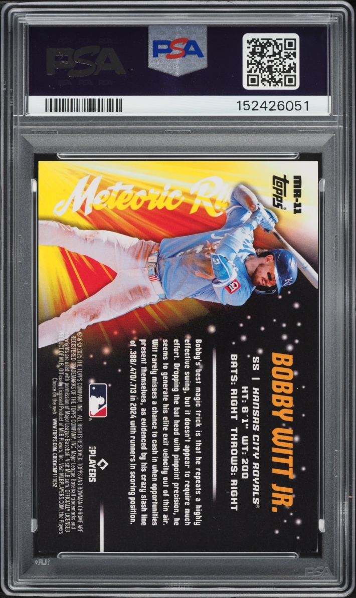2025 Bowman Chrome Mega Box Meteoric Rise Blue Refractor Bobby Witt Jr. /150 #MR-11 PSA 9 MINT