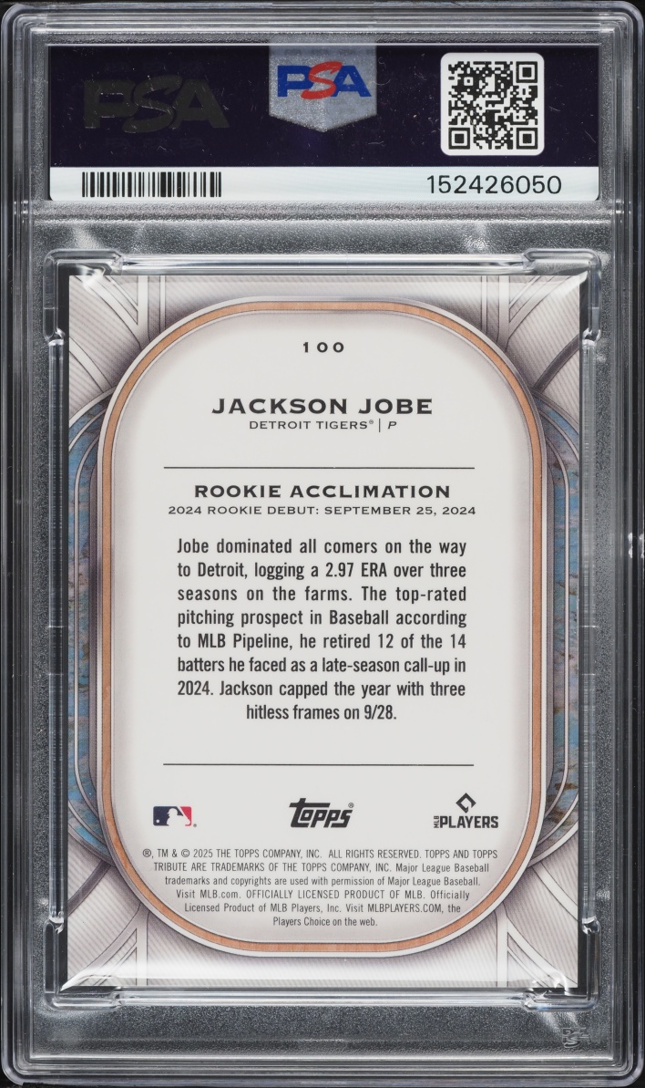 2025 Topps Tribute Green Jackson Jobe ROOKIE /99 #100 PSA 8 NM-MT