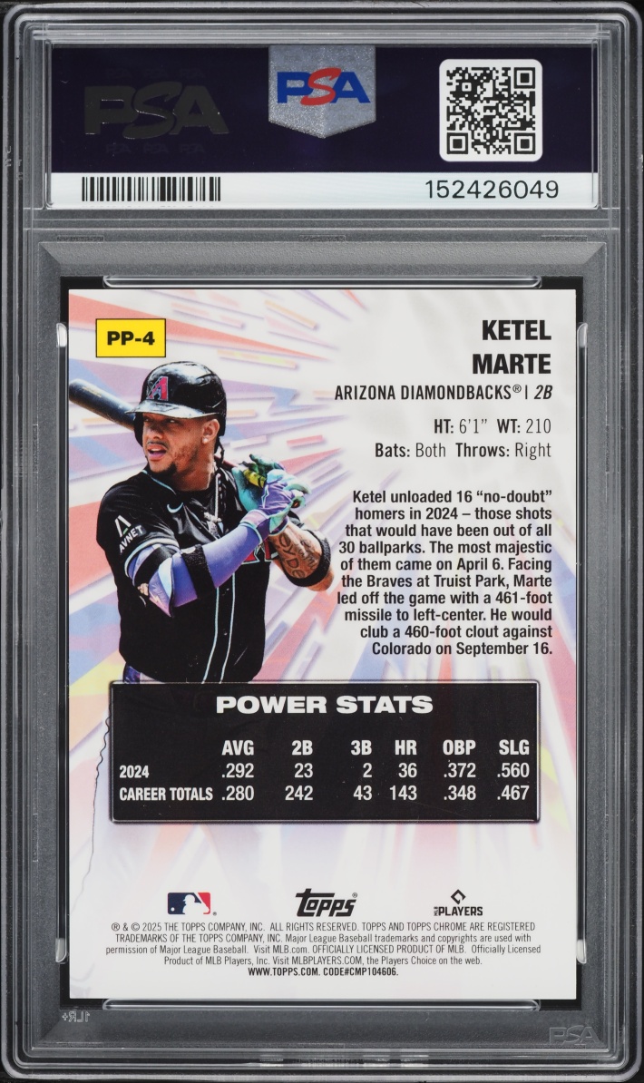 2025 Topps Chrome Power Players Gold Refractor Ketel Marte 50/50 #PP-4 PSA 10 GEM MINT