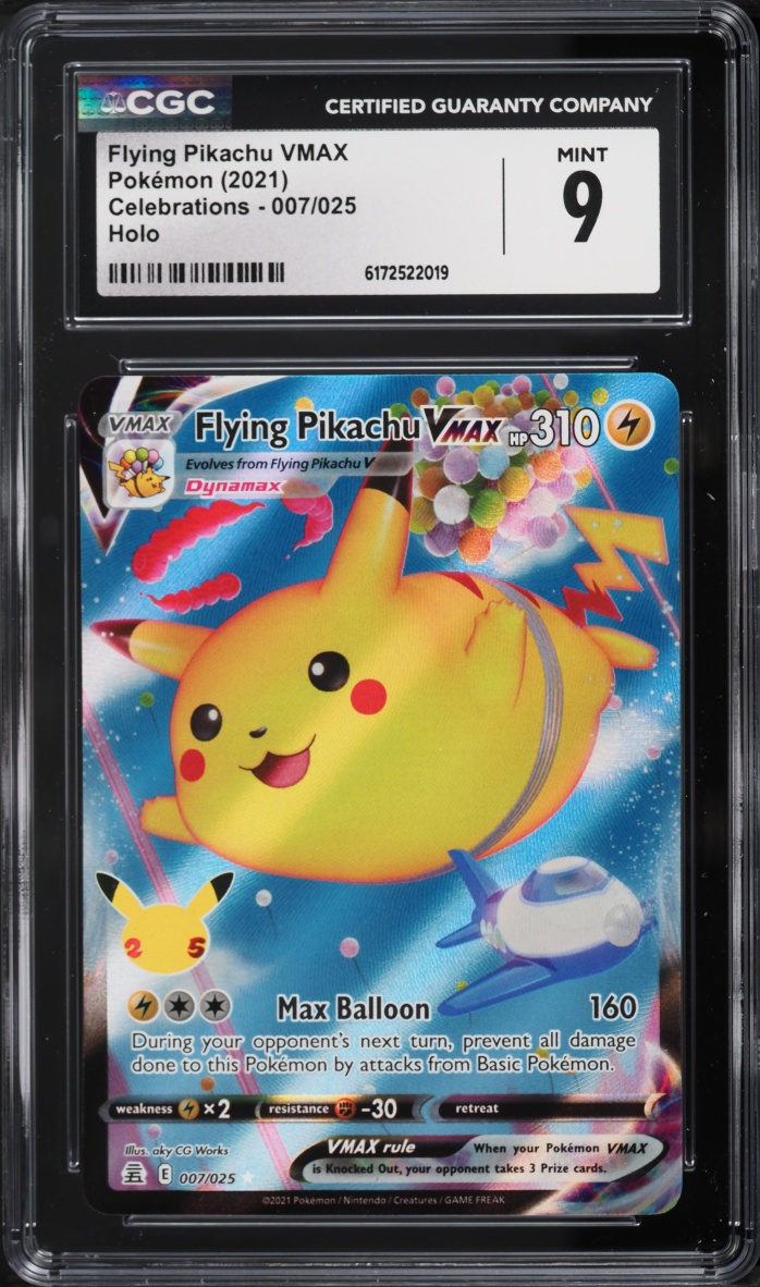 2021 Pokemon Sword & Shield Celebrations Full Art Flying Pikachu VMAX #7 CGC 9 MINT