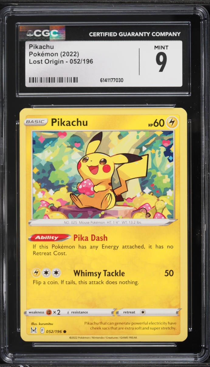 2022 Pokemon Sword & Shield Lost Origin Pikachu #52 CGC 9 MINT