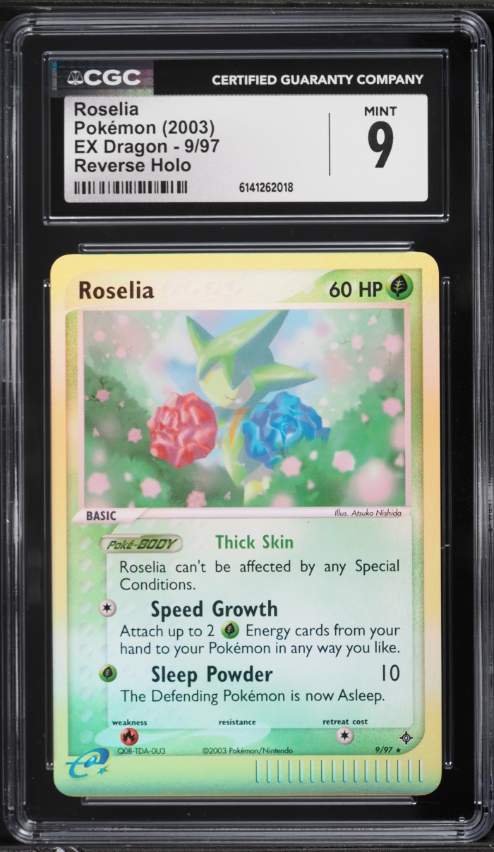 2003 Pokemon EX Dragon Reverse Holo Roselia #9 CGC 9 MINT