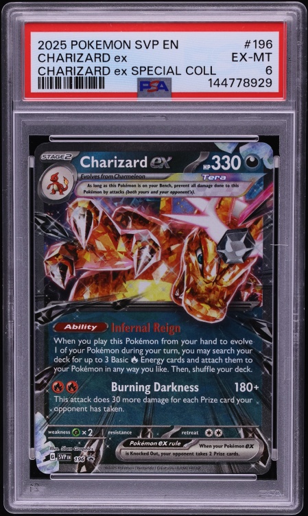 2025 Pokemon Scarlet & Violet Promo Special Collection Holo Charizard ex #196 PSA 6 EXMT