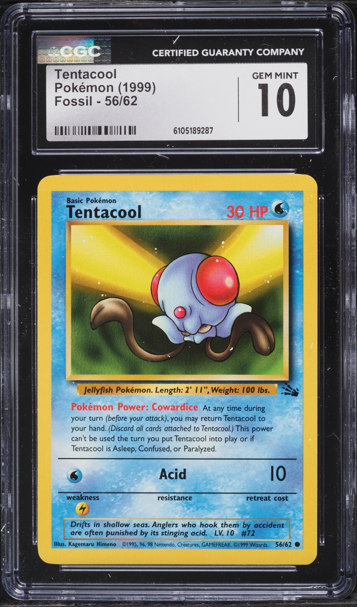 1999 Pokemon Fossil Tentacool #56 CGC 10 GEM MINT
