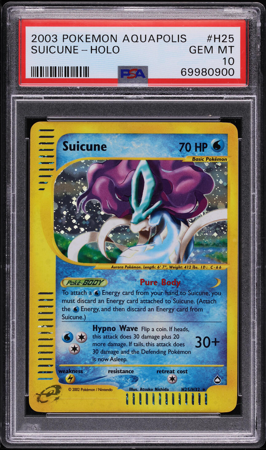 2003 Pokemon Aquapolis Holo Suicune #H25 PSA 10 GEM MINT