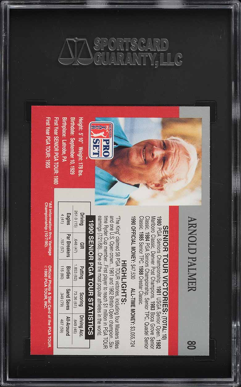 1990 Pro Set PGA Tour Golf Arnold Palmer #80 SGC 9 MINT