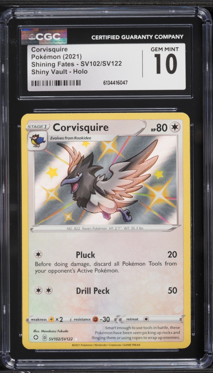 2021 Pokemon Sword & Shield Shining Fates Shiny Corvisquire #SV102 CGC 10 GEM MINT