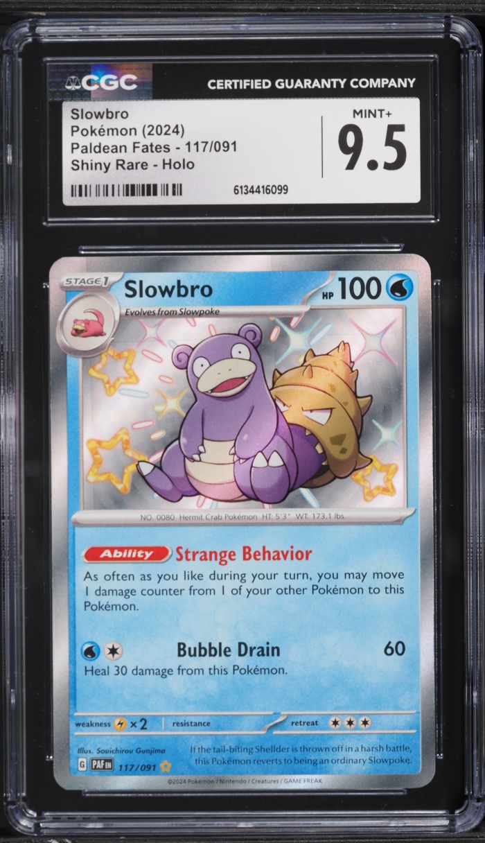 2024 Pokemon Scarlet & Violet Paldean Fates Holo Shiny Slowbro #117 CGC 9.5 MINT+