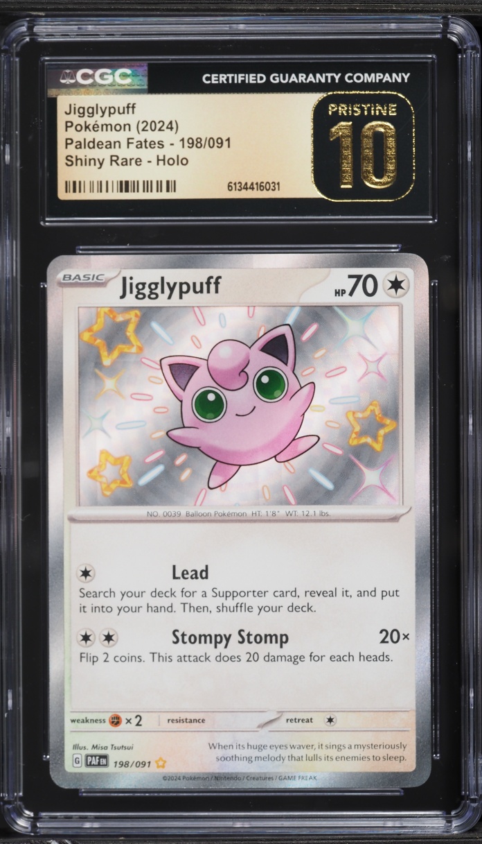 2024 Pokemon Scarlet & Violet Paldean Fates Shiny Rare Jigglypuff #198 CGC 10 PRISTINE