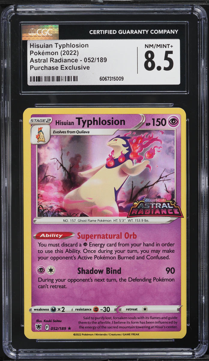 2022 Pokemon Sword & Shield Astral Radiance Purchase Exclusive Hisuian Typhlosion #52 CGC 8.5