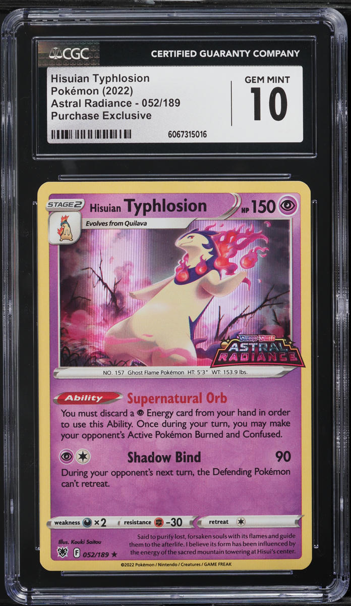 2022 Pokemon Sword & Shield Astral Radiance Purchase Exclusive Hisuian Typhlosion #52 CGC 10