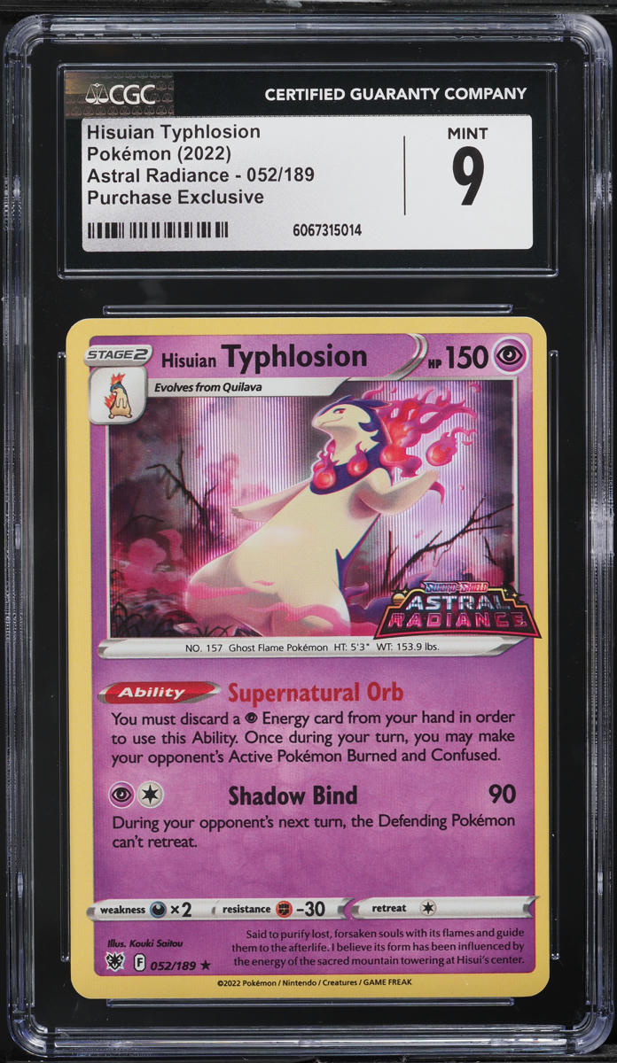2022 Pokemon Sword & Shield Astral Radiance Purchase Exclusive Hisuian Typhlosion #52 CGC 9