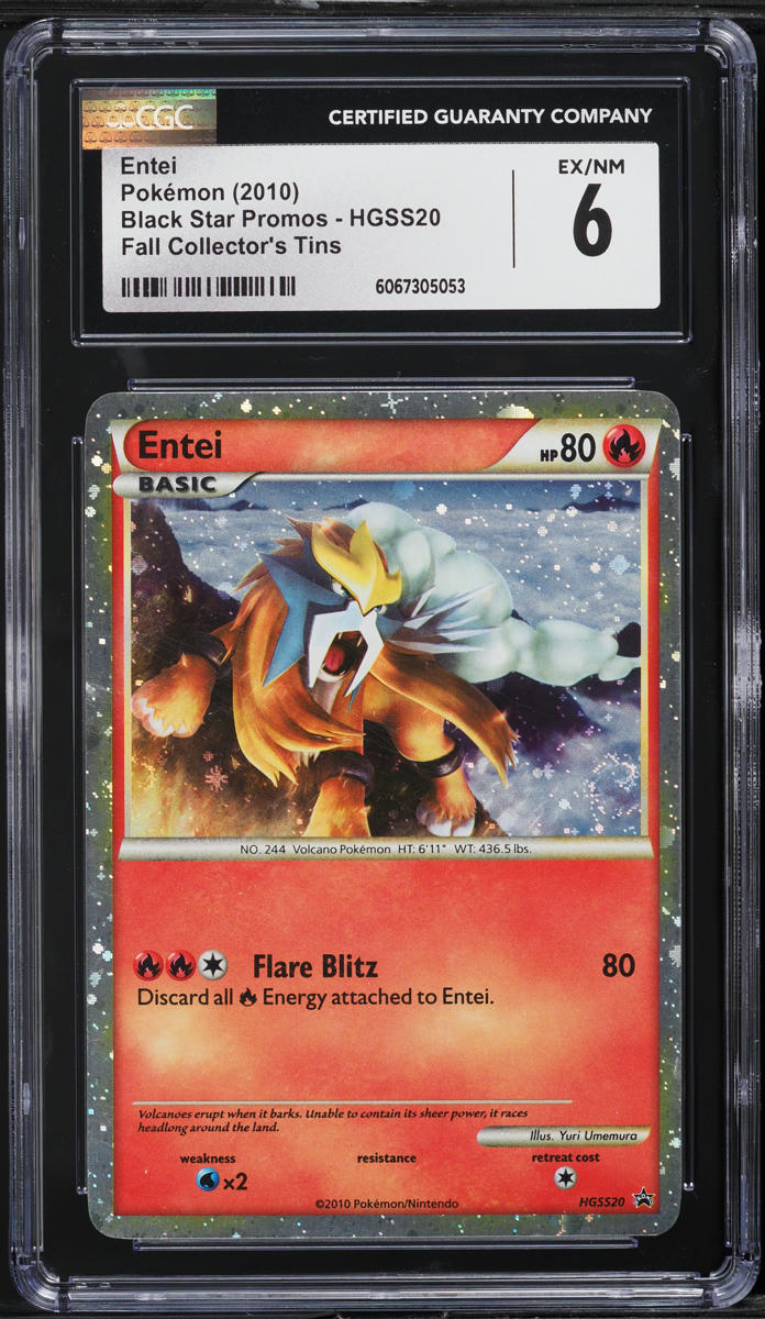 2010 Pokemon HeartGold & SoulSilver Black Star Promo Holo Entei #HGSS20 CGC 6 EXMT