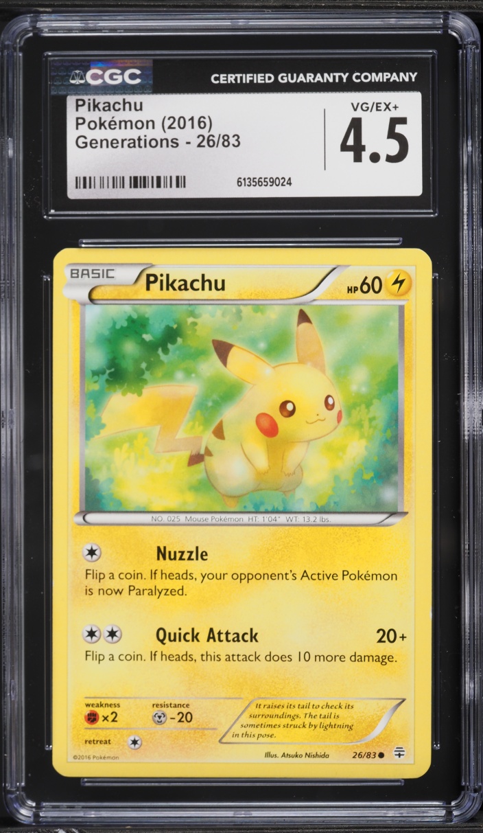 2016 Pokemon XY Generations Pikachu #26 CGC 4.5 VGEX+