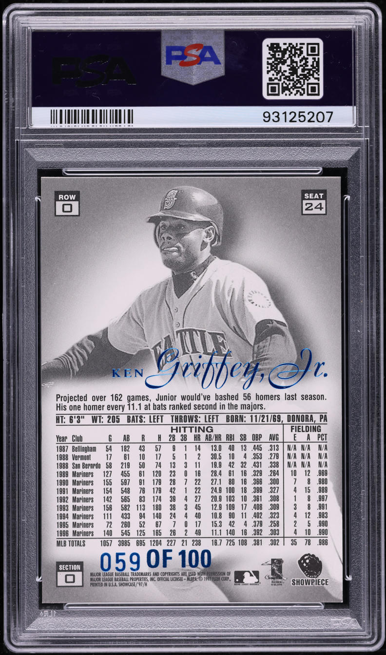 1997 Flair Showcase Legacy Collection Row 0 Ken Griffey Jr. /100 #24 PSA 9 MINT
