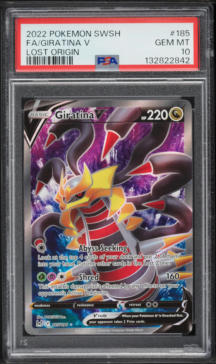 2022 Pokemon Sword & Shield Lost Origin Full Art Giratina V #185 PSA 10 GEM MINT