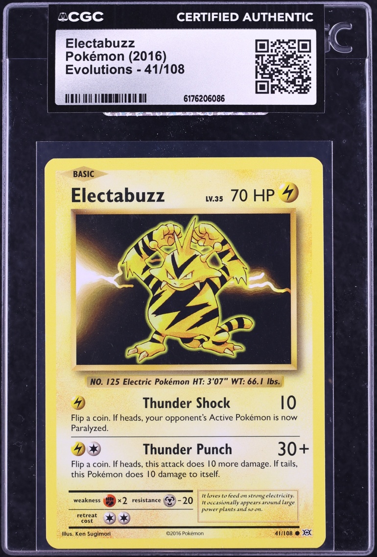 2016 Pokemon XY Evolutions Electabuzz #41 CGC AUTH