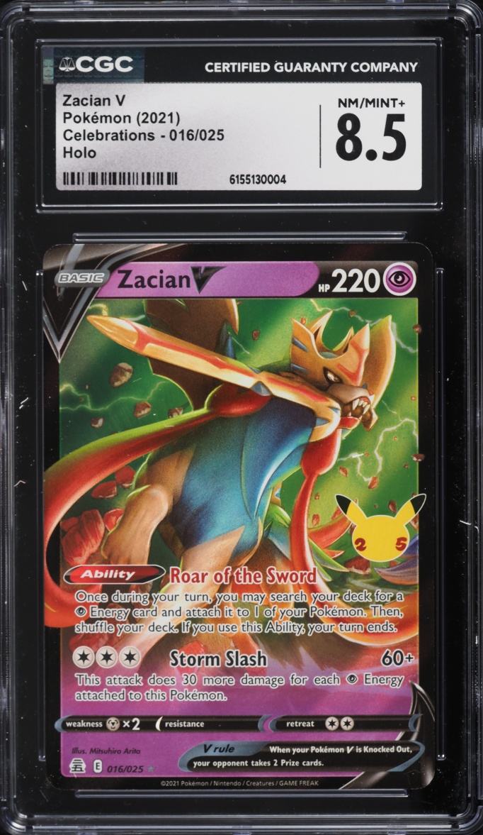 2021 Pokemon Sword & Shield Celebrations Holo Zacian V #16 CGC 8.5 NM-MT+
