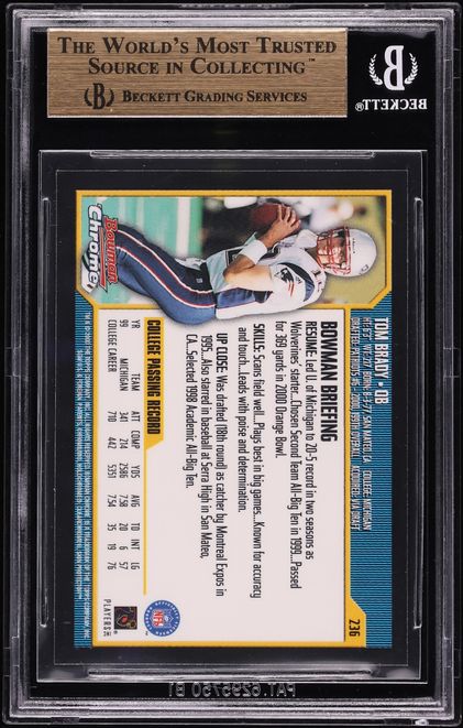 2000 Bowman Chrome Tom Brady ROOKIE #236 BGS 10 PRISTINE